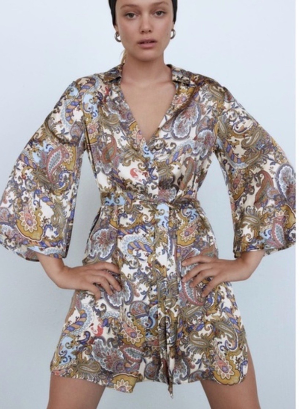 Zara Multi-Color Paisley Mini Dress - White, Blue, Olive, Pink